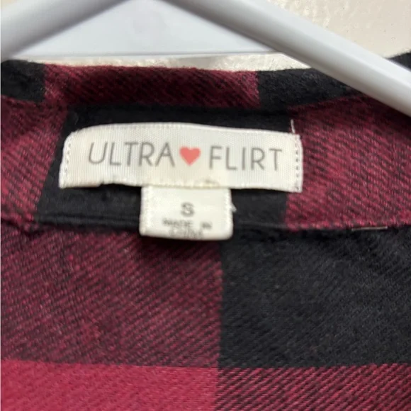 Ultra Flirt Red and Black Plaid Top - Picture 2 of 2